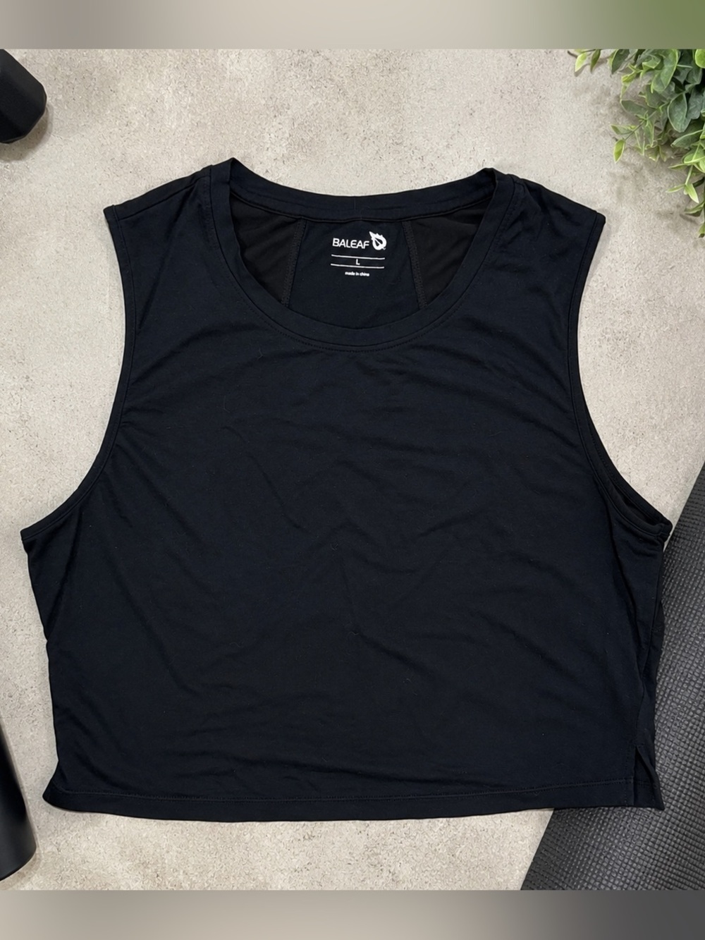 BALEAF Women’s Black Sleeveless Cropped Athletic Tank Top Size Large L